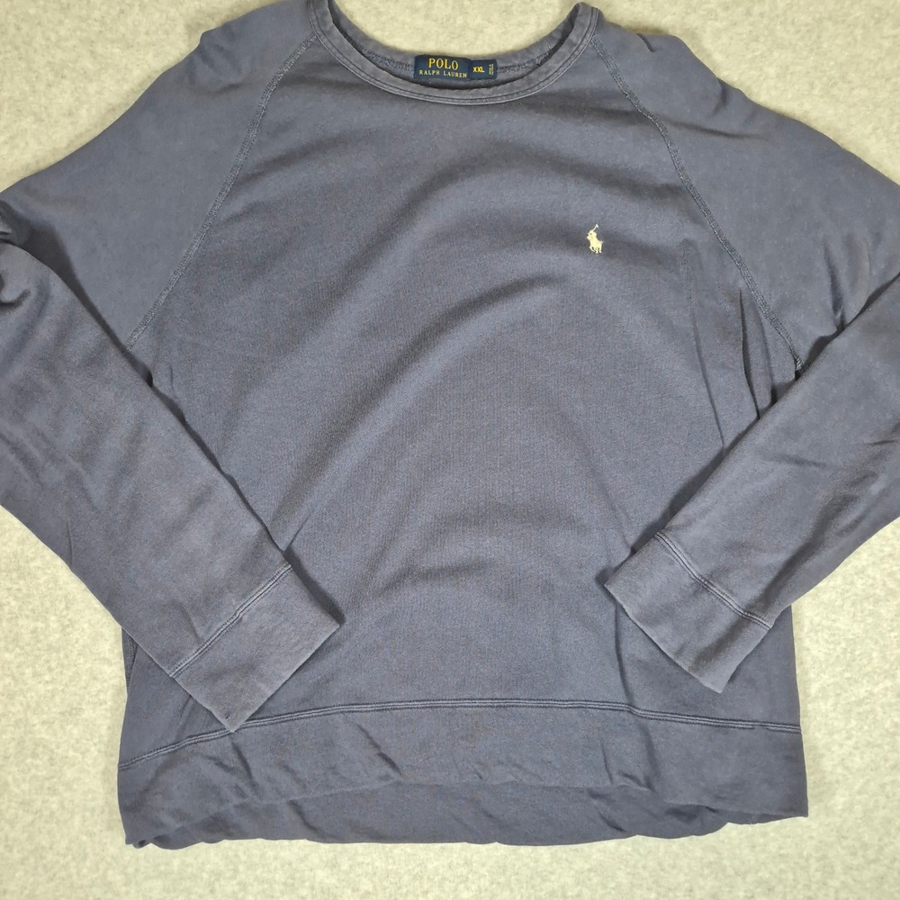 Polo Ralph Lauren Sweatshirt Mens XXL Navy Blue Raglan Sleeve Cotton Pullover